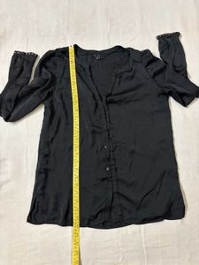 Black Mango V-Neck Blouse