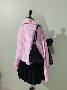 Pink Gingham Collared Shirt