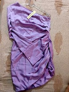 Elegant Lavender One-Shoulder Ruched Dress
