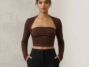Nuon(Westside) Chic Brown Long Sleeve Cropped To