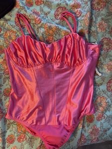 Pink Satin Bodysuit