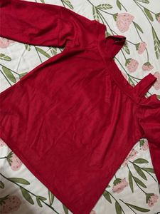 Red Cold Shoulder Top