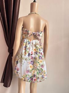 Floral Print Strapless Dress