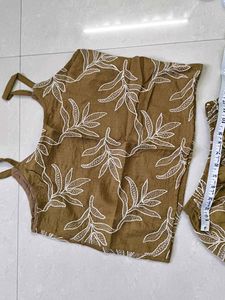 Warm olive green leaf pattern Cami Shorts