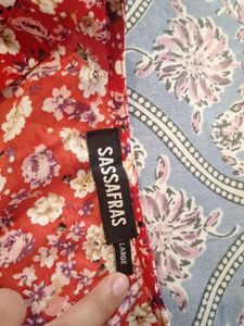 Sassafras open waist red maxi dress