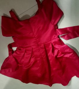 Hopscotch Maroon Party Dress with Bow