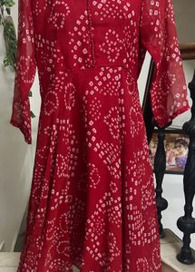 Red Bandhani Print Kurta