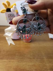 Oxidized Silver Jhumka Earrings