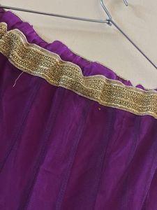 Purple Ethnic Skirt with Gold Border
