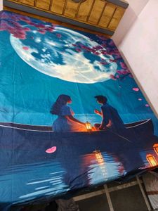 Romantic Moonlit Boat Couple Bed Sheet