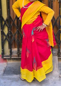 Red &amp; Yellow Kids Saree
