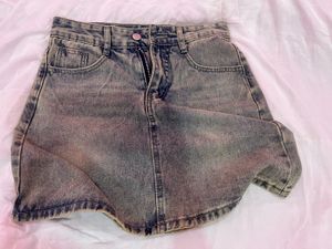 Y2k Washed Denim Mini Skirt