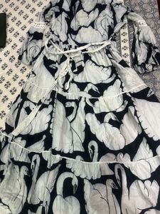 Mango - Swan Print Maxi Dress - colour spr