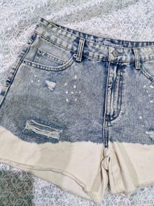 Distressed multi colored  Denim Shorts