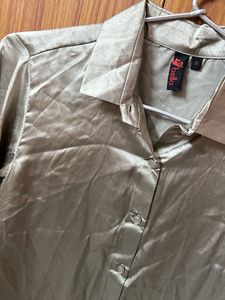 Satin Button-Up Shirt