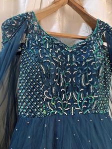 Blue Heavy Flare Handwork Gown