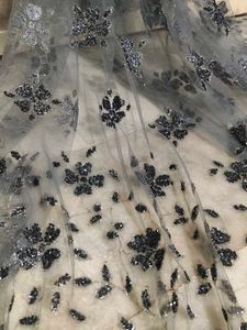Elegant Grey Floral Embellished Net Dupatta