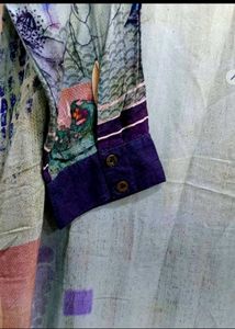 Biba Women Blue &amp; Cream Kurta