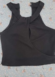 Black Twist Front Crop Top