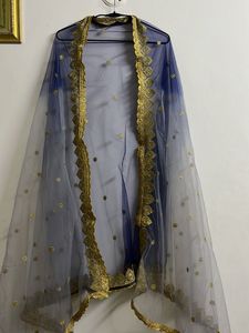 Elegant Navy Blue Embroidered Garara Set
