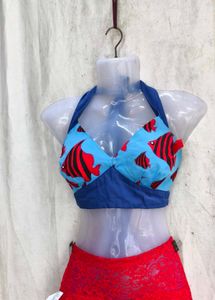 I. Cute Fish Print Halter Bikini Top
