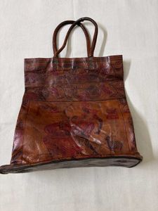 Unique Embossed Leather Tote Bag