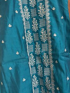 Beautiful Teal Embroidered Kurta set with dupatta