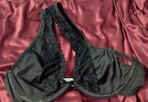 Lace Trim Black Bra