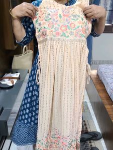 Elegant Peach Embroidered Maxi Dress