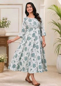 Green Printed Kurta for Women-XXL
