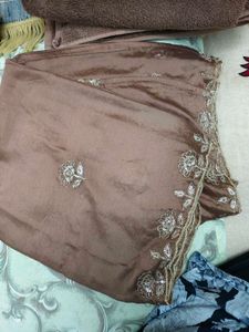 Elegant Brown Embroidered Kurta Set with Sharara