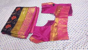 Navy Blue Saree with Pink Blouse