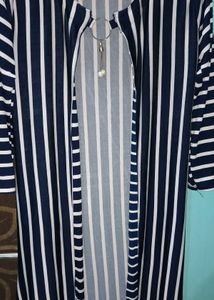 Stylish Navy Blue Striped Kurta Set