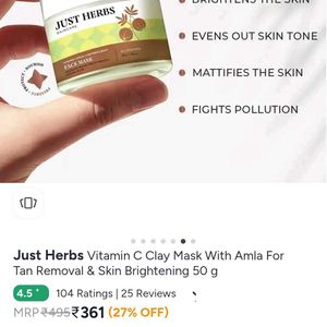 Just Herbs Brightening Face Mask with Vitamin C