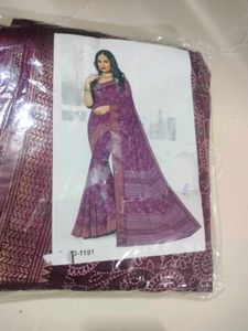 new Purple Printed Saree