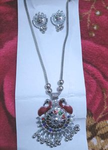 Enamel Jhumka &amp; Necklace