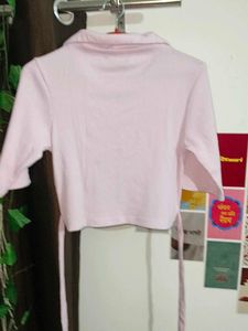 FREE DELIVERY! Pink Ribbed Wrap Crop Top