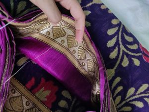Cotton Blend Purple Saree