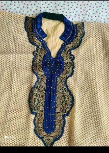 Elegant Kurta Set - Cream &amp; Blue