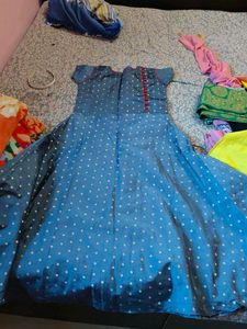 Blue Polka Dot Anarkali Kurta