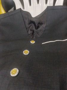 Men's Black Ethnic Waistcoat