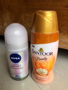 Santoor Talcum Power &Nivea Body Deodorant