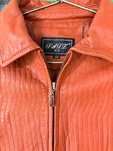Women’s Orange Textured Leather Jacket