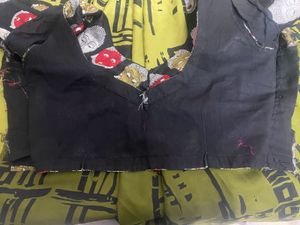 Abstract print shaded Sari with Kalamkari Blouse
