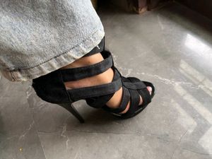Black Strappy Platform Heels