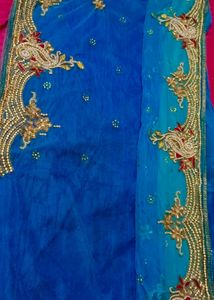 Net Heavy Stone Work  Blue 💙 Saree💙