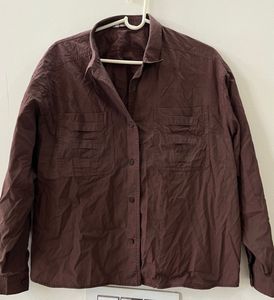 Brown Long Sleeve Button-Up Shirt