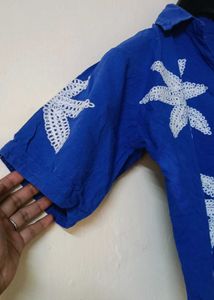 Blue Palm Tree Print Shirt