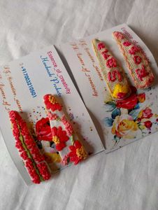 Flower Embroidered Hair Clip