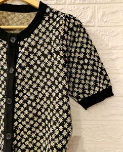 Black Daisy Cardigan Top